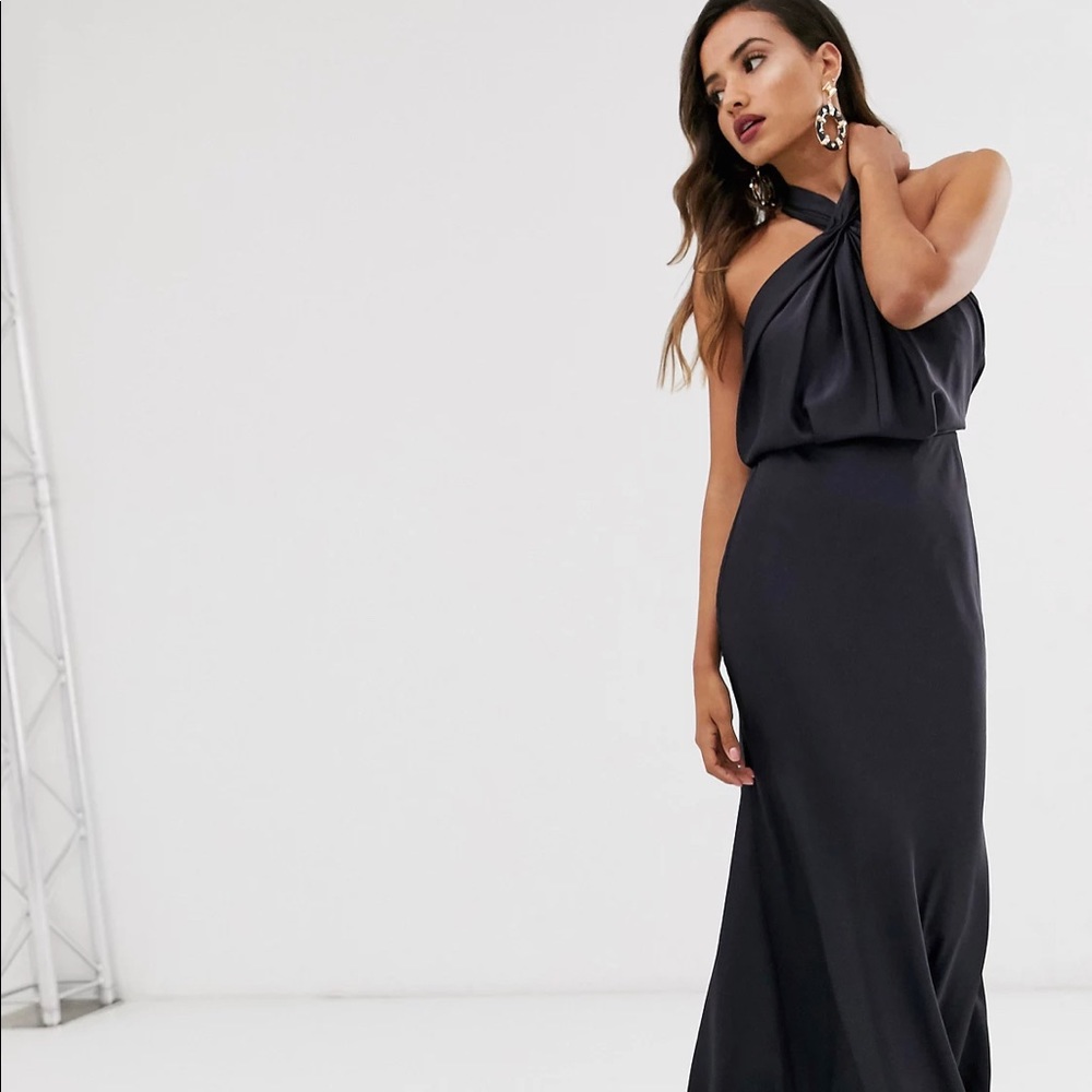 ASOS EDITION ruched halter neck maxi dress